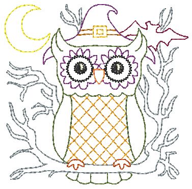 Halloween Owl Blocks Redwork [4x4] 10923 Machine Embroidery Designs