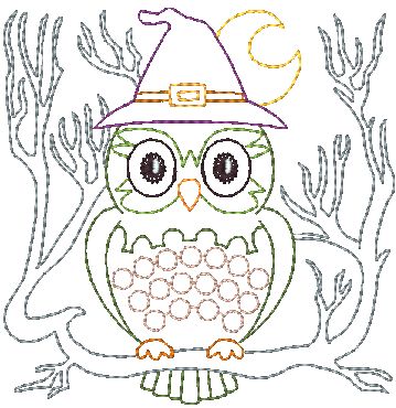 Halloween Owl Blocks Redwork [4x4] 10923 Machine Embroidery Designs