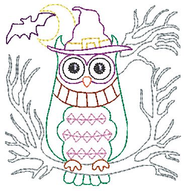 Halloween Owl Blocks Redwork [4x4] 10923 Machine Embroidery Designs