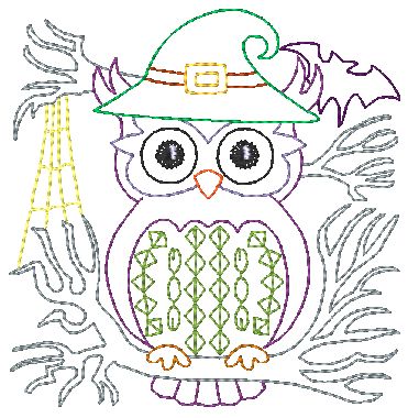 Halloween Owl Blocks Redwork [4x4] 10923 Machine Embroidery Designs