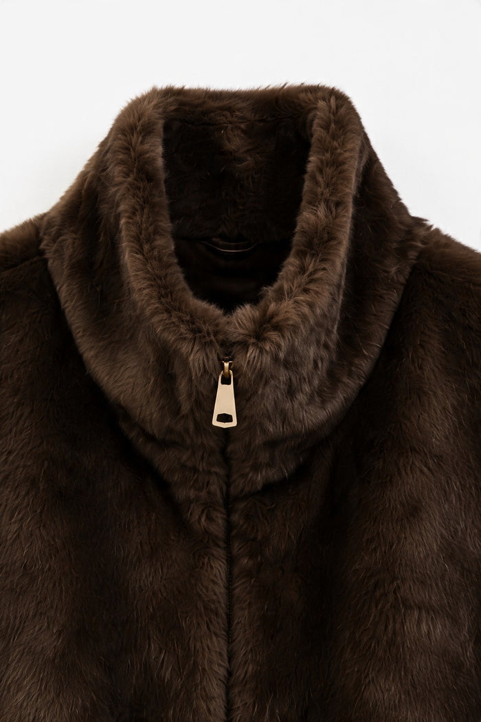 High-Collar Mink-Effect Faux-Fur Zip Vest wholesale - image 2