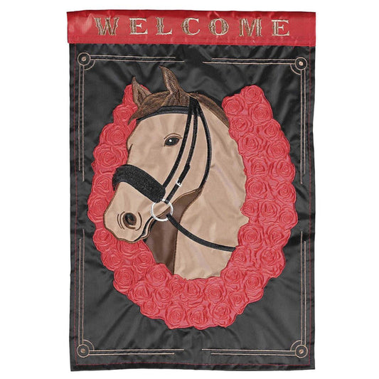 Horse & Red Roses Derby Garden Flag