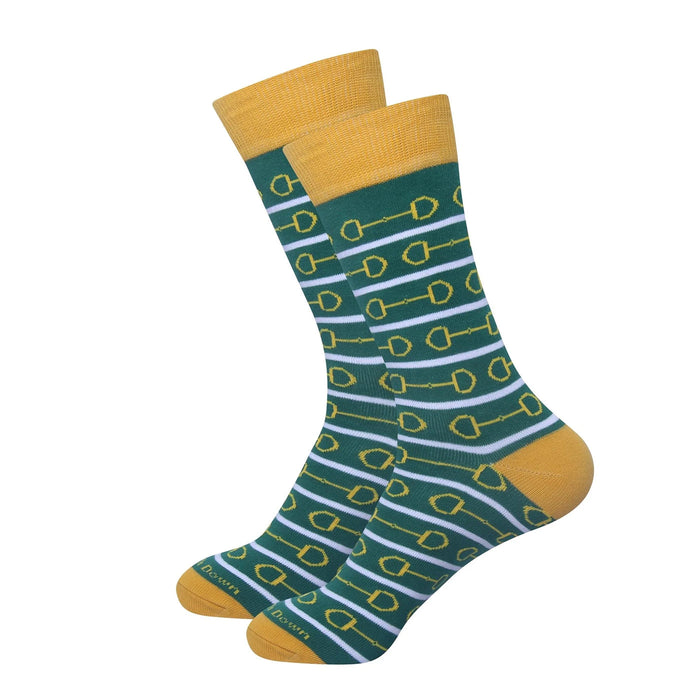 Horse Snaffle Bits Men's Socks - Green