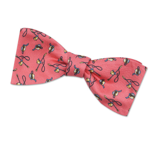 Hot to Trot Equestrian Italian Silk Bowtie - Coral