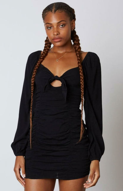 Out Together Black Long Sleeve Mini Dress