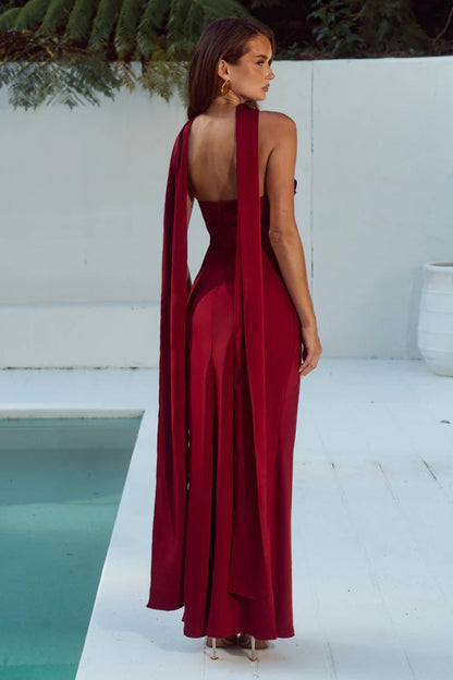 Madeleine Strapless Maxi Dress - Cherry