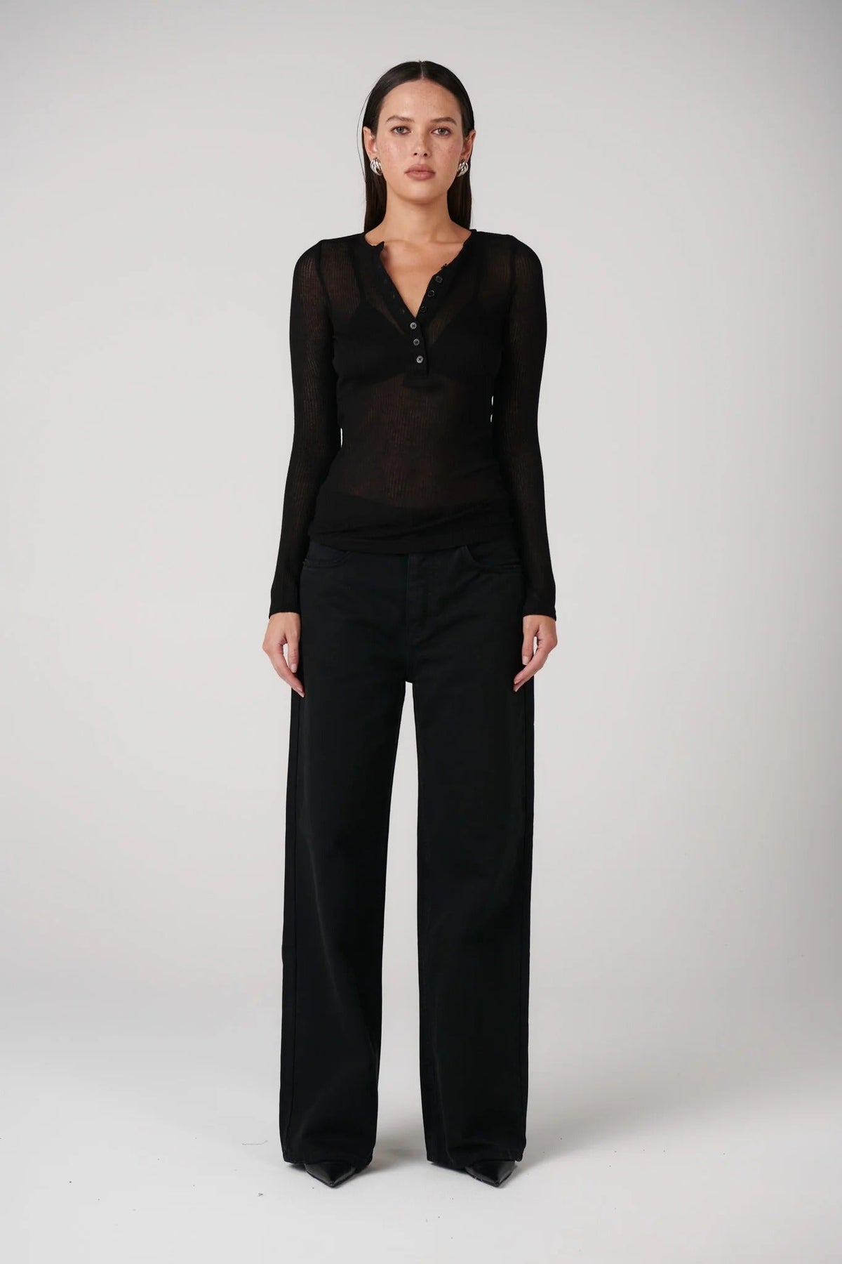 Xavier Button Top - Black