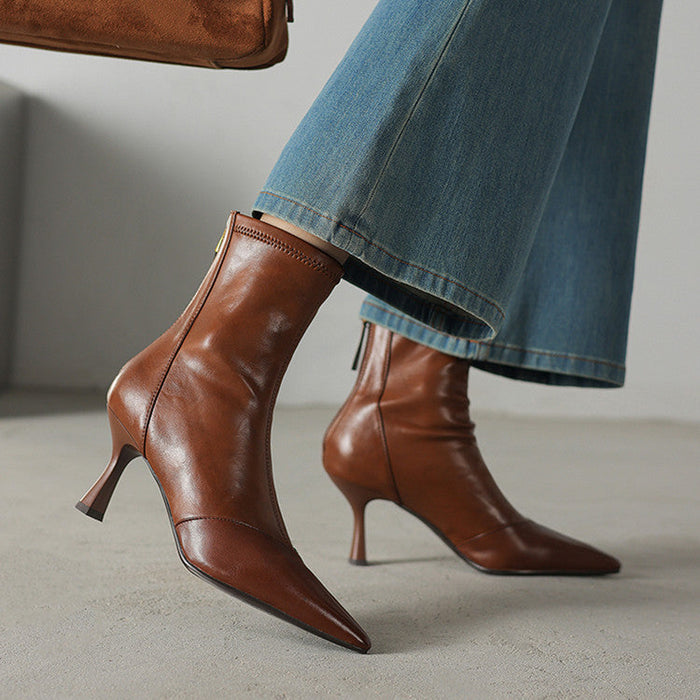 Imogen Genuine Leather Heel Boots