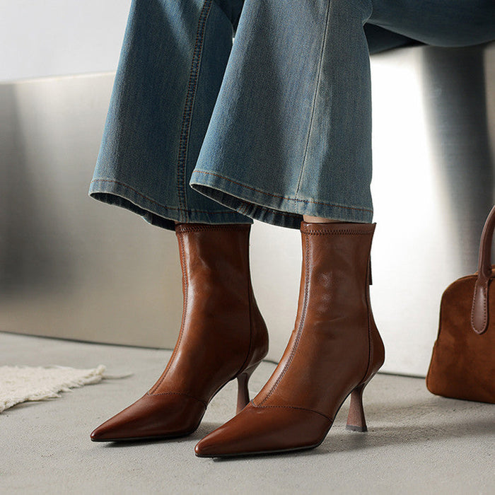 Imogen Genuine Leather Heel Boots