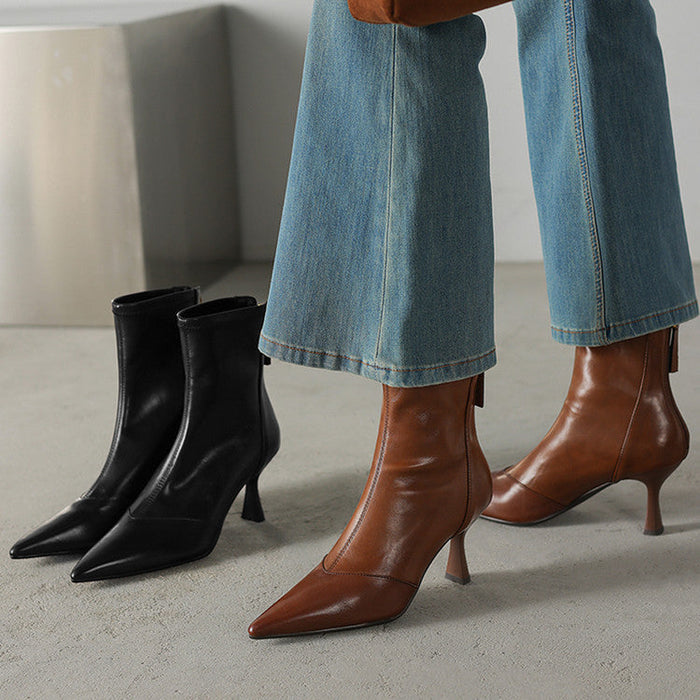 Imogen Genuine Leather Heel Boots