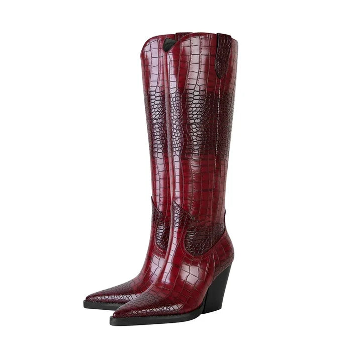 Jasper Croc Leather Boots