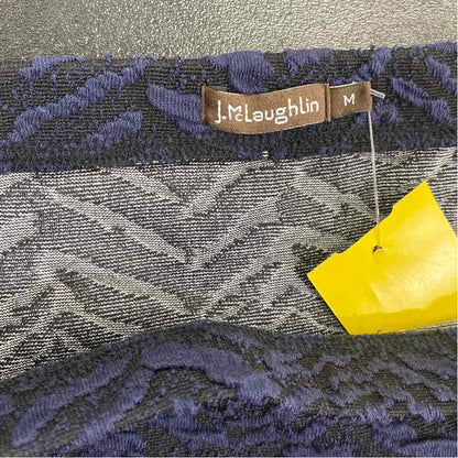 J.McLaughlin Size M-8 Women's Black-Navy Pattern Pull On Skirt