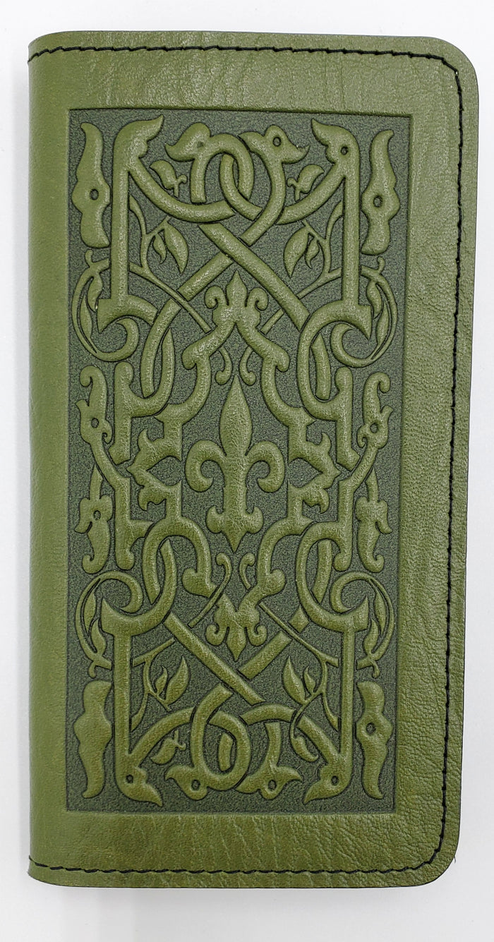 Leather Checkbook Holder/Wallet - Fleur de Lis