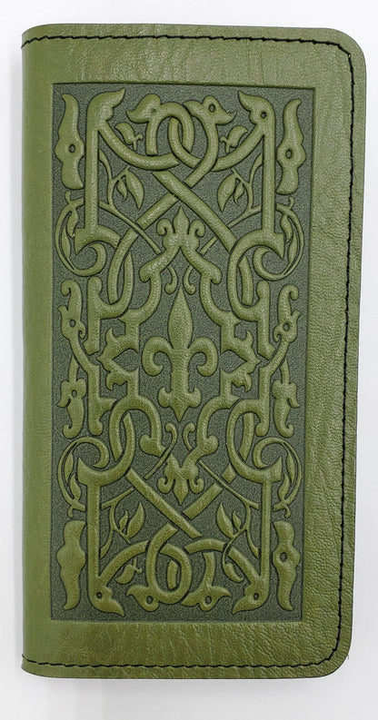 Leather Checkbook Holder/Wallet - Fleur de Lis