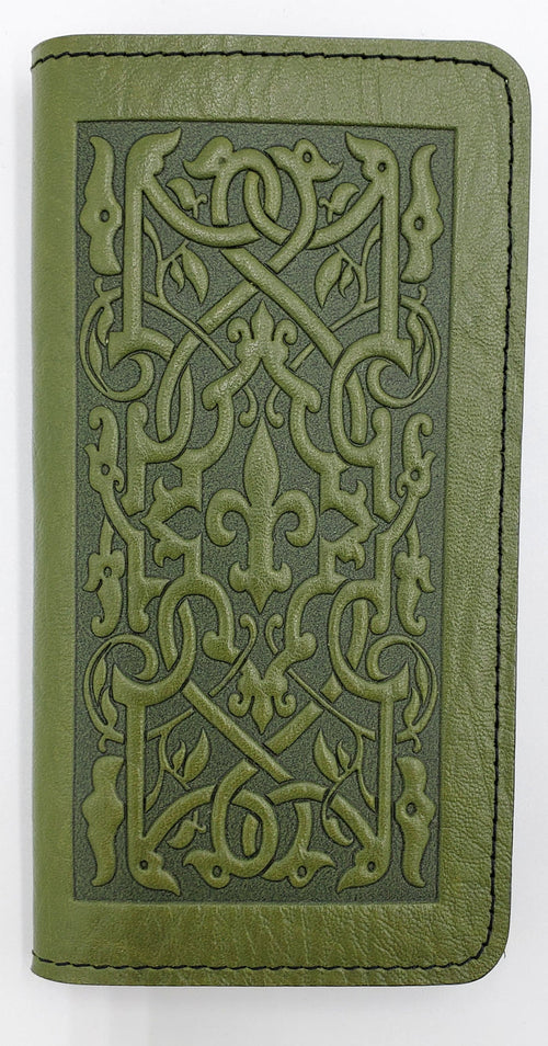 Leather Checkbook Holder/Wallet - Fleur de Lis