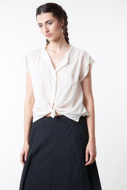 Lightweight tie front cap sleeve blouse wholesale