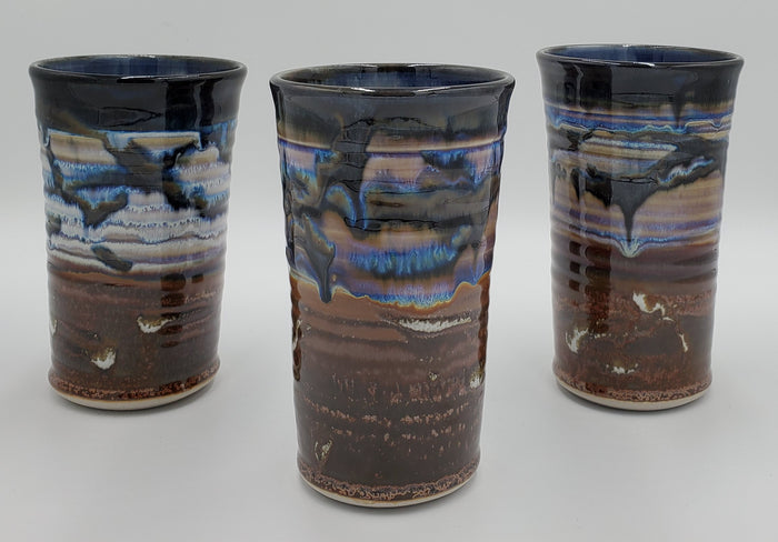 Liscom Hill Pottery - Black and Blue Landscape Tumbler