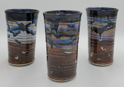 Liscom Hill Pottery - Black and Blue Landscape Tumbler