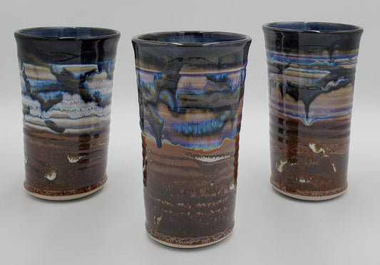 Liscom Hill Pottery - Black and Blue Landscape Tumbler