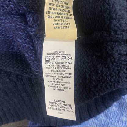 LL Bean Size L Women's Blue-White Stripe Mock Neck Pullover Sweater