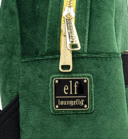 Loungefly Elf Buddy Cosplay Mini Backpack side plaque