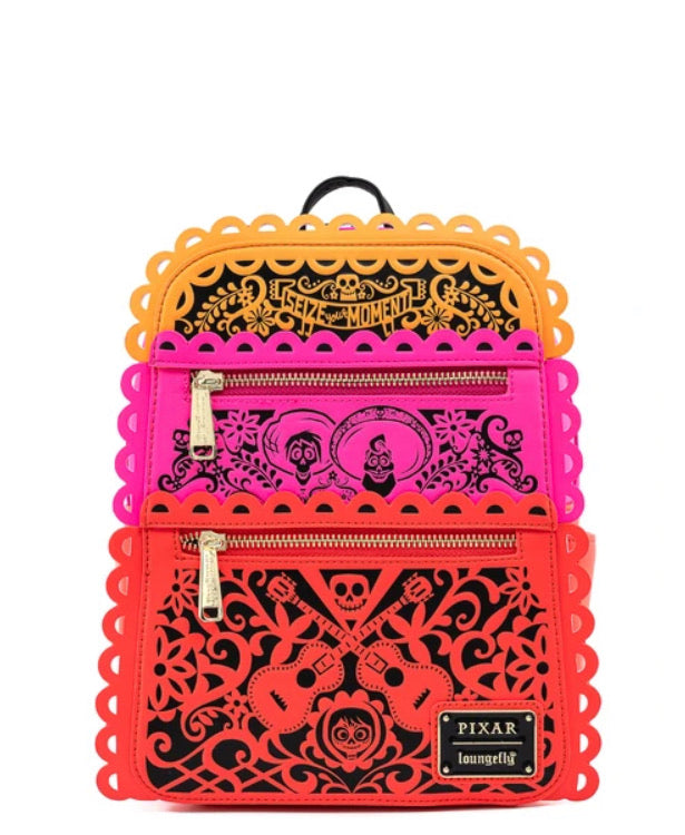 Loungefly Pixar Coco Diecut Party Flags Mini Backpack front