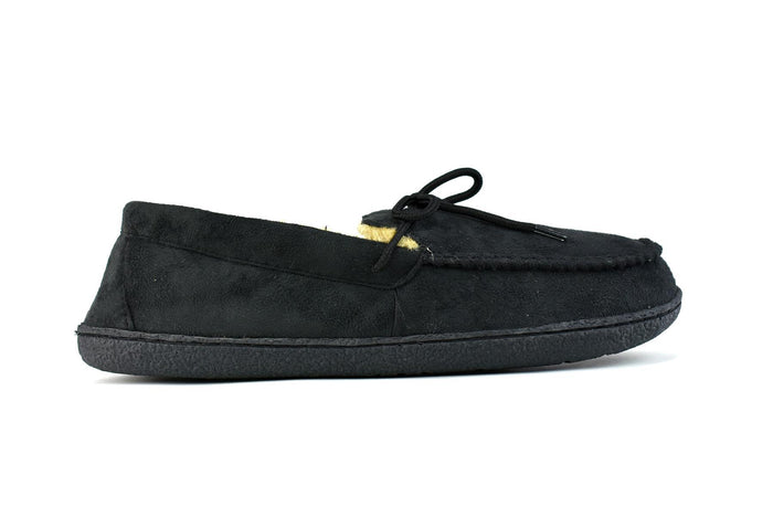 Men's Bow Faux Fur Lined Slippers Black - foxberryparkproducts