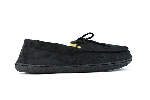 Men's Bow Faux Fur Lined Slippers Black - foxberryparkproducts