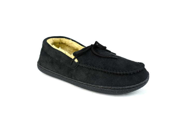 Men's Bow Faux Fur Lined Slippers Black - foxberryparkproducts