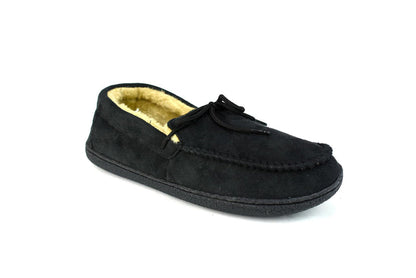 Men's Bow Faux Fur Lined Slippers Black - foxberryparkproducts