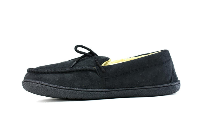 Men's Bow Faux Fur Lined Slippers Black - foxberryparkproducts