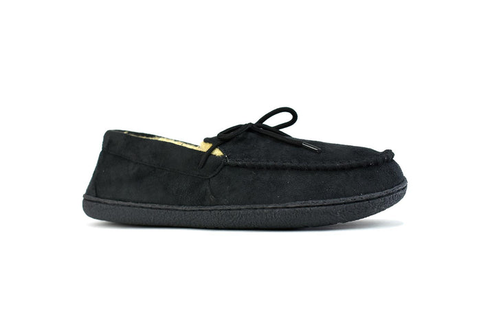 Men's Bow Faux Fur Lined Slippers Black - foxberryparkproducts