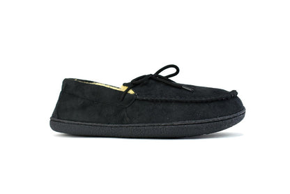 Men's Bow Faux Fur Lined Slippers Black - foxberryparkproducts