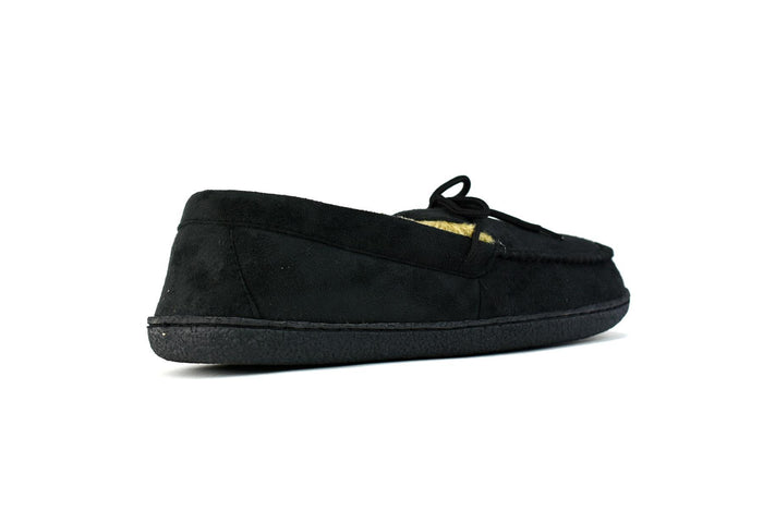 Men's Bow Faux Fur Lined Slippers Black - foxberryparkproducts