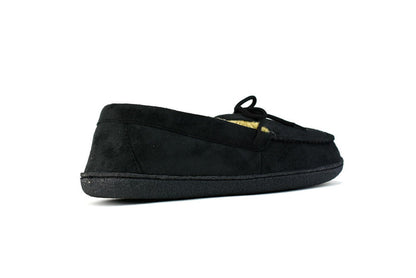 Men's Bow Faux Fur Lined Slippers Black - foxberryparkproducts