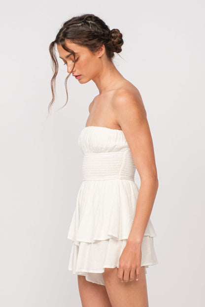 Michelle White Strapless Romper Dress