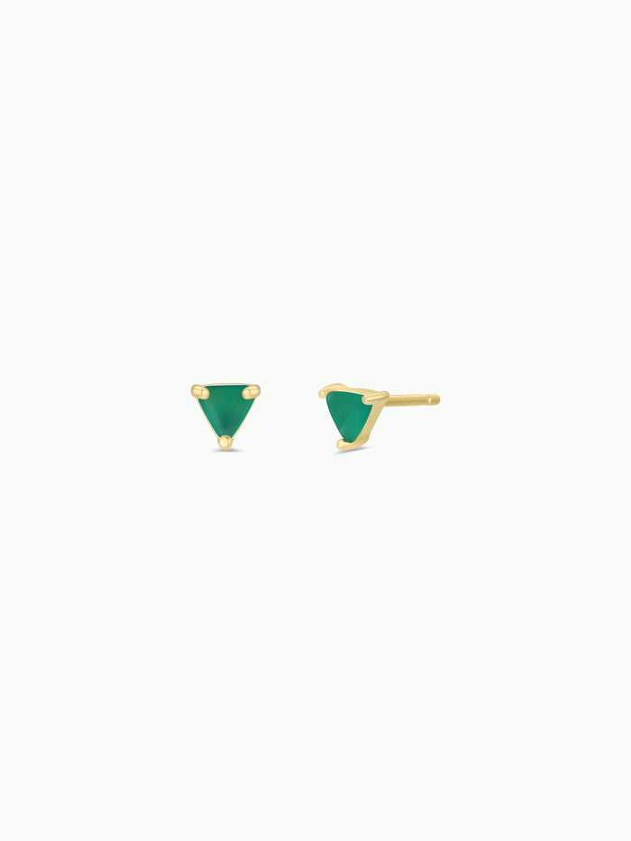 Mini Energy Gem Earrings - Green Onyx / Gold