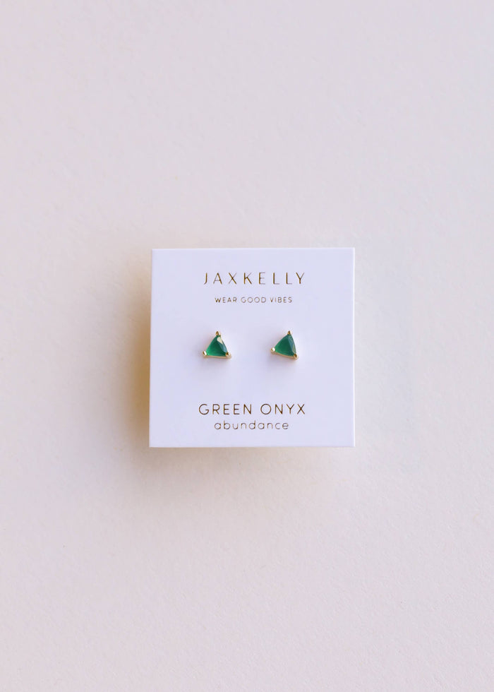 Mini Energy Gem Earrings - Green Onyx / Gold