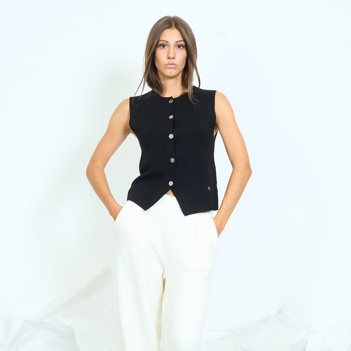 Minimal button front knit vest wholesale