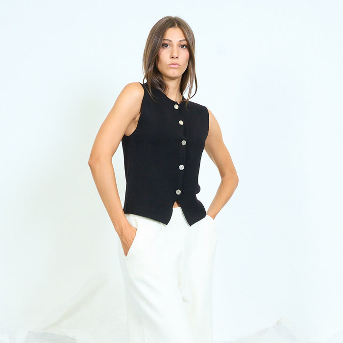 Minimal button front knit vest wholesale