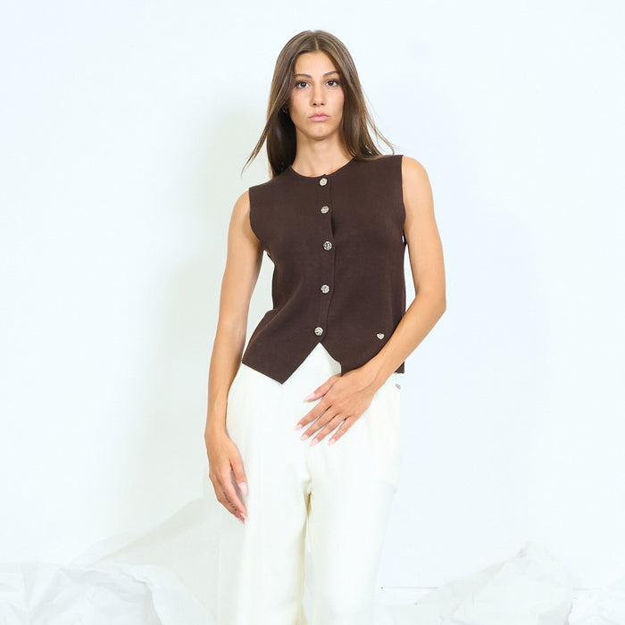 Minimal button front knit vest wholesale