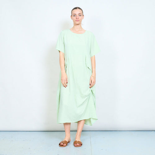 Minimal loose fit short sleeve midi dress wholesale
