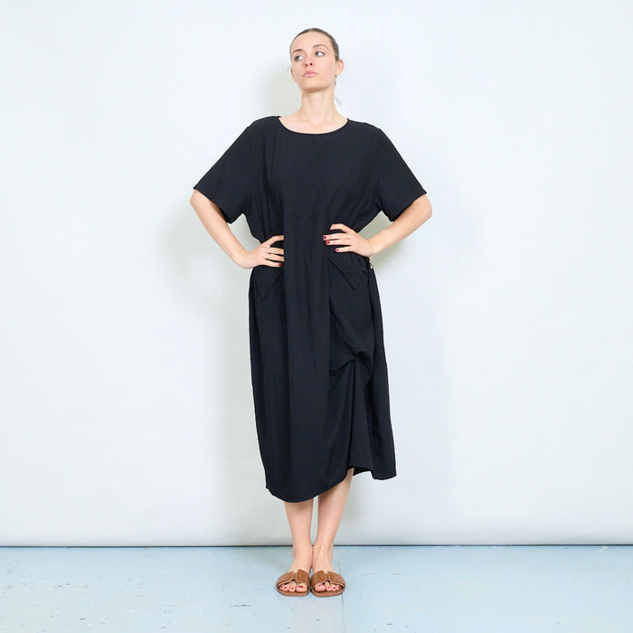 Minimal loose fit short sleeve midi dress wholesale