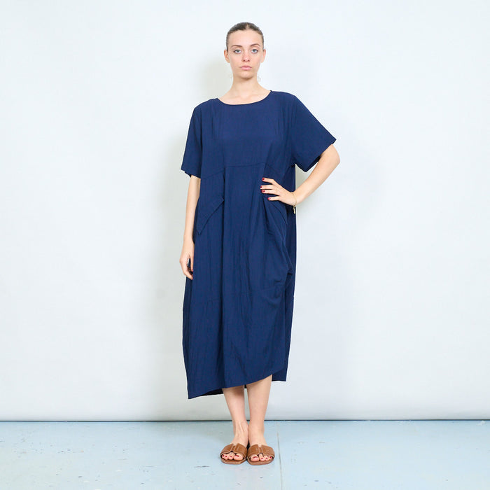 Minimal loose fit short sleeve midi dress wholesale