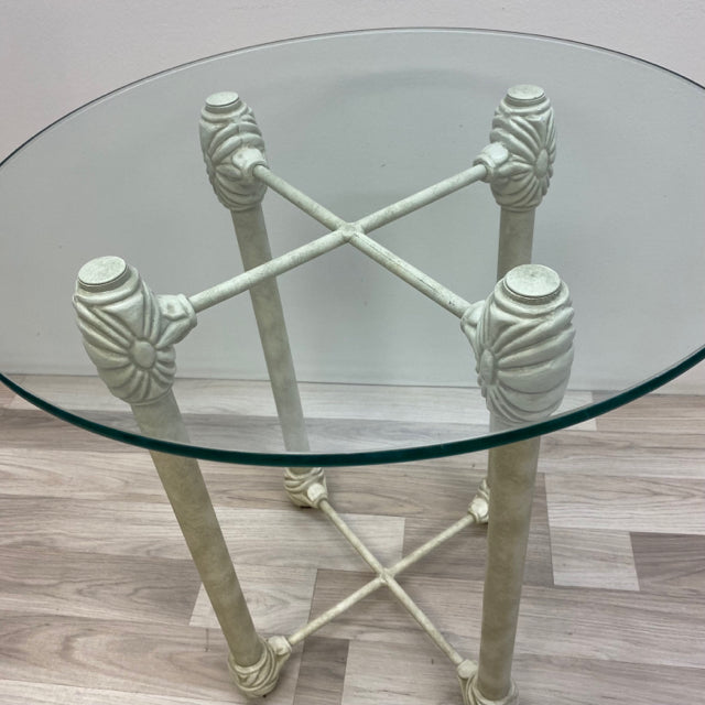 Off White Iron Side Table