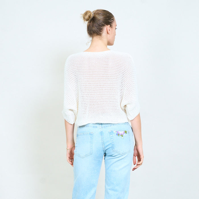 Open knit tie front loose cardigan wholesale