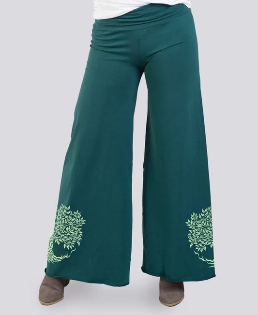 Organic Roll-Top Tree of Life Flowy Pants