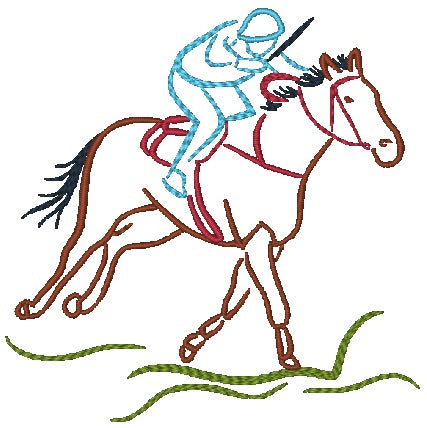 Outline Horse Races [4x4] 11498 Machine Embroidery Designs