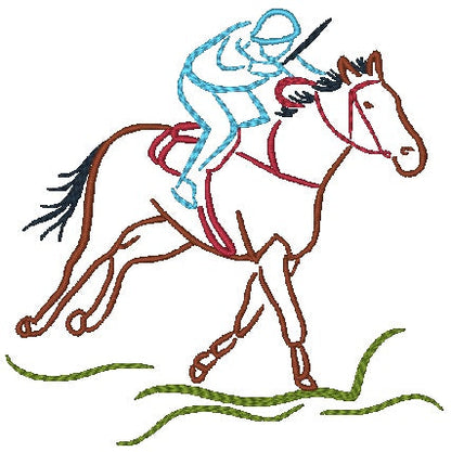 Outline Horse Races [4x4] 11498 Machine Embroidery Designs