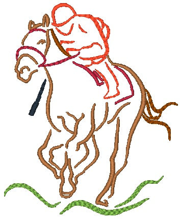 Outline Horse Races [4x4] 11498 Machine Embroidery Designs